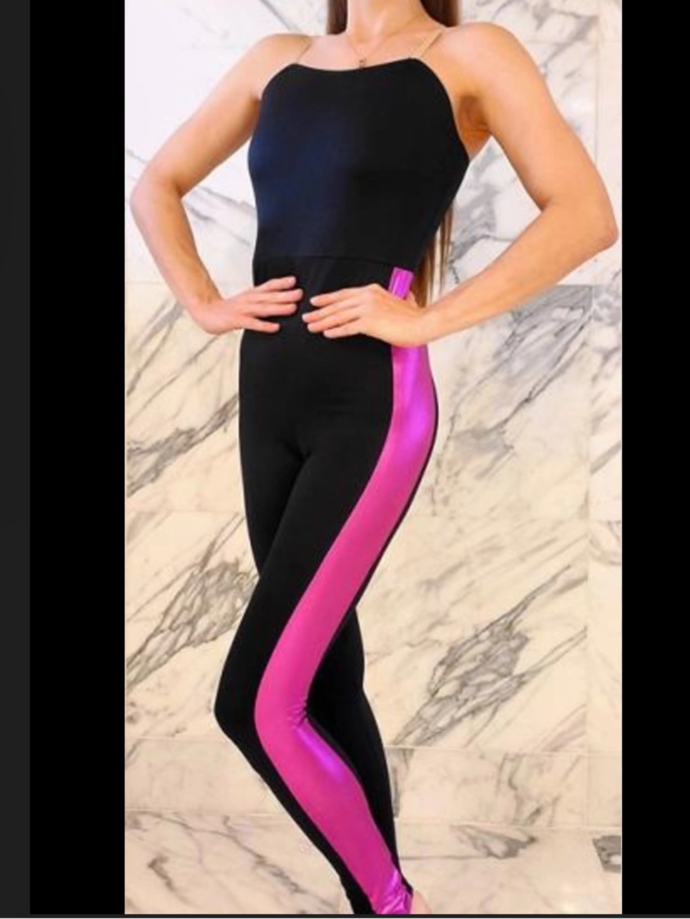 Weissman Leotard Catsuit Jumpsuit Pink black Dance Costume Size MC